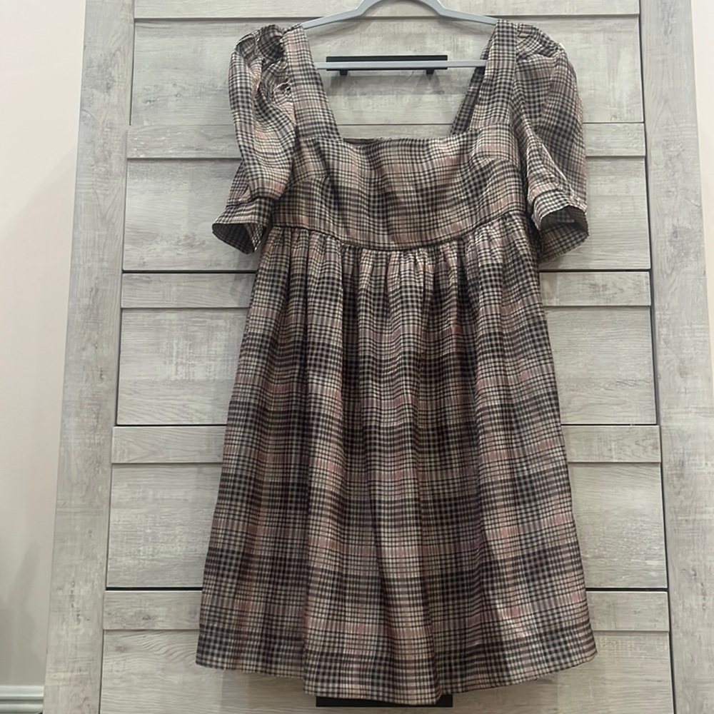 Plaid Puff Sleeve Dress